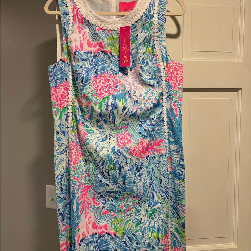 Colorful Sleeveless Dress with Lace Trim